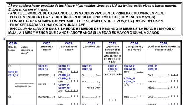 Sección de Historia de nacimientos